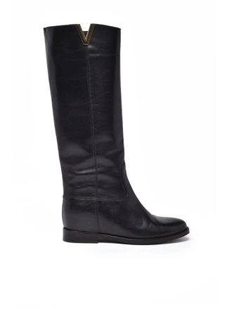 Gis&egrave;l moir&egrave; Black Leather Boots