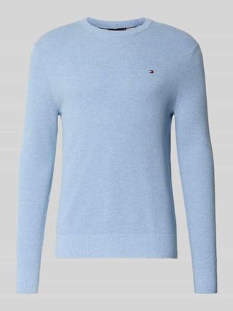 Tommy Hilfiger Regular Fit Strickpullover aus reiner Baumwolle in Hellblau Melange, Gr&ouml;&szlig;e XXL