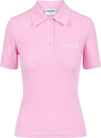 Iceberg Ribgebreide Jersey Polo - Dames - Polos - Roze - XS - Tops