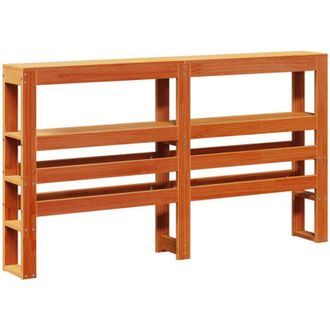 vidaXL Cabecero De Cama Con Estantes Madera Maciza Pino Marr&oacute;n 160 Cm Vidaxl