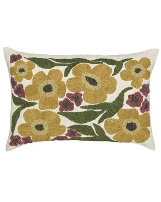 TOV Furniture Tov Furniture Blossom Embroidered Daisy Wool 24X16in Accent Cushion