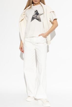 Golden Goose T-shirt With Print, Womens, Cream