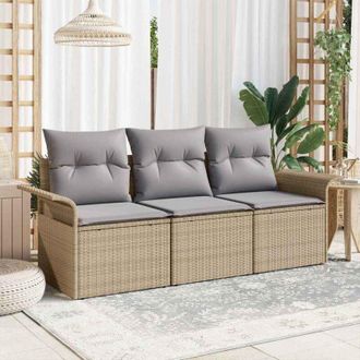 vidaXL Vidaxl - Conjunto De Sof&aacute; De Jard&iacute;n 3 Pcs Beige 196 X 62 X 85cm