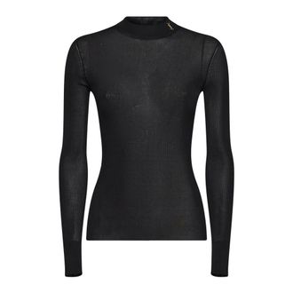 Saint Laurent Cassandre Geribde Zijden Top - Dames - Truien - Zwart - Maat: S Zijde