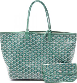 Goyard Brown Green White Coated Canvas Pvc Leather Handbag Tote Bag (Pre-Owned)