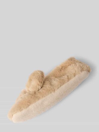 Capelli Hausschuhe aus Kunstfell mit rutschhemmender Sohle in Beige, Größe M/L