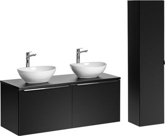 Petits Meubles Conjunto mueble lavabo doble 120cm tableros laminados y mdf negro