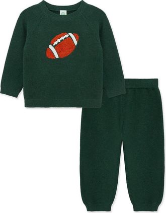 Little Me Football Cotton Sweatshirt & Sweatpants Set in Green at Nordstrom, Size 18M