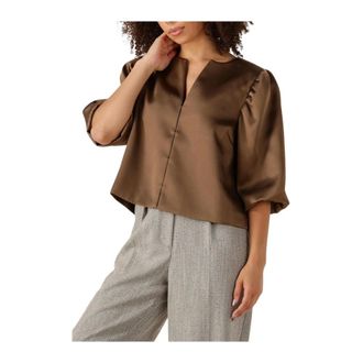 Second Female Dames, Blouses & Shirts, Bruin, Maat: XS Wol