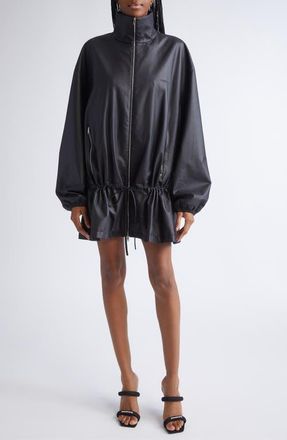 Alexander Wang Drop Waist Leather Jacket in Black at Nordstrom, Size X-Small