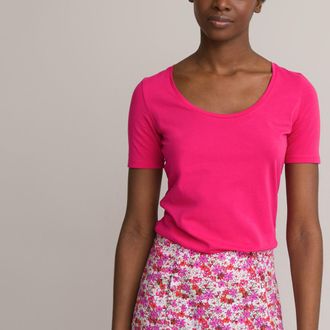 La Redoute Collections T-shirt met ronde hals en korte mouwen