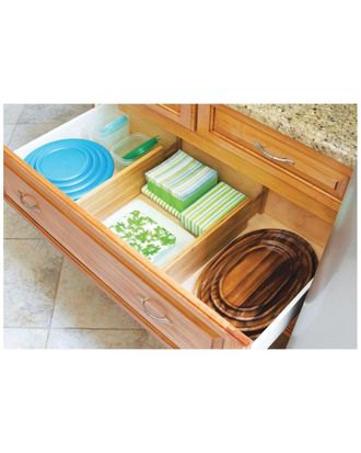 Lipper International Set Of 2 Bamboo Deep Kitchen Drawer Dividers