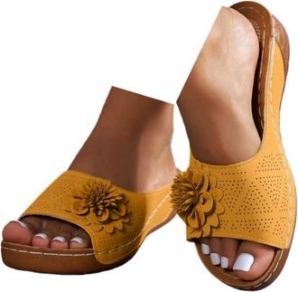 Generic Wedge Flip Flops for Women Orthopedic Flip Flops Women Summer Flower Sandals Slip on Wide Fitting Non-Slip Walking Slippers Casual Open Toe Arch Suppo