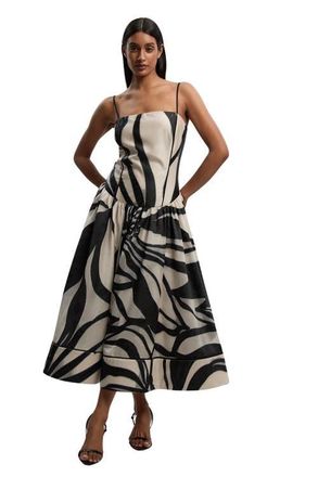 Karen Millen Floral Jacquard Maxi Prom Dress in Mono at Nordstrom, Size 10