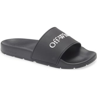 Off-white Bookish Logo Slide Sandal in Black - White at Nordstrom Rack, Size 41