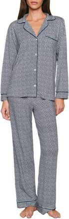 Eberjey Gisele Printed Long Pajamas in Seashell Navy/navy at Nordstrom, Size X-Small