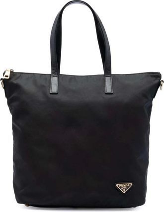 Prada Pre-owned Tote Bags, female, Brown, Size: ONE SIZE Pre-owned Nylon Tote Bag