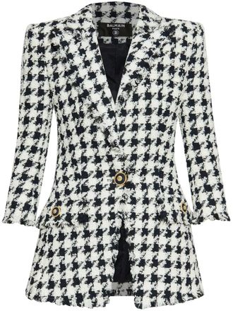 Balmain houndstooth blazer - women - Polyamide/Cotton/Acrylic/Viscose/Cotton - 40 - White
