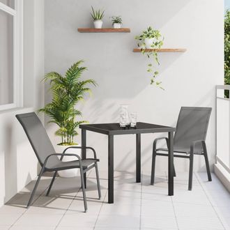 Berkfield Home 3 Piece Garden Dining Set Grey Textilene & Steel