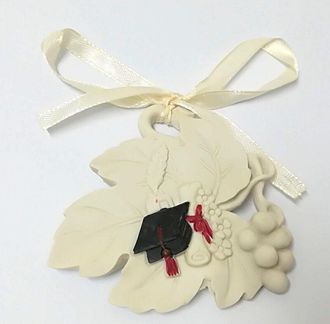 Trade Shop Trade Shop - Set 12 Pezzi Bomboniera Bomboniere Cappello Laurea 7x7cm Foglia Foglie Appendino