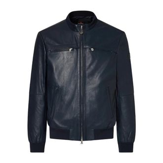 Peuterey Sands Biker Jacket - Heren - Leren en Su&egrave;de Jassen - Blauw - S - Leer - Jassen