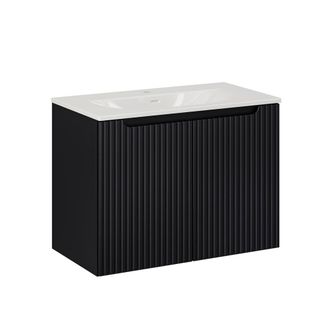 Petits Meubles Mueble lavabo individual encastrado paneles de melamina y mdf negro