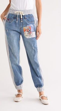 Desigual Mickey Mouse Mixed Media Sweatpants in Medium Blue at Nordstrom Rack, Size X-Small
