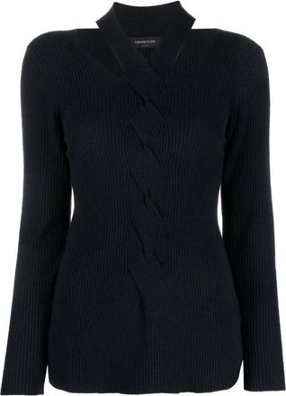 Fabiana Filippi V-hals Breiwerk - Dames - V-hals truien - Blauw - S - Wol - Truien & Vesten