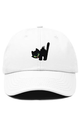 Dalix Blink Black Cat Dad Cap in White at Nordstrom