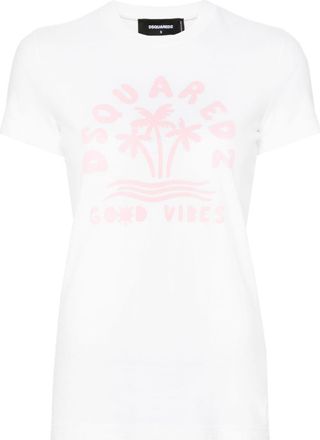 Dsquared2 logo-print cotton T-shirt - women - Cotton - M - White