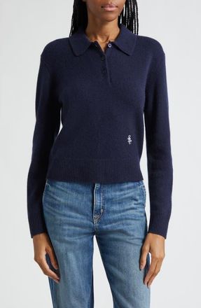 Sporty & Rich Cashmere & Wool Polo Sweater in Dark Navy at Nordstrom, Size X-Large