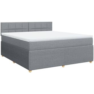 vidaXL Vidaxl - Cama Box Spring Con Colch&oacute;n Tela Gris Claro 180x200 Cm