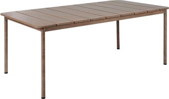 Beliani Mesa de comedor 6 personas de metal marr&oacute;n