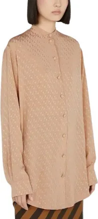 Gucci Beige Horsebit Embroidered Silk Blouse