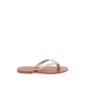 Valentino Schoenen, Dames, Roze, 38 1/2 EU, Leer, Rockstud Thong Sandal