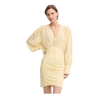 Pinko Pinko - Gekreelde jurk van viscose - Dames - Jurken - Geel - Maat: L Viscose