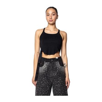 Rick Owens Tops, Dames, Zwart, M, Zwarte Cropped Tank Top