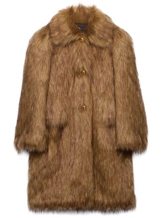 Prada Aspen coat - women - Acrylic/Polyester/Modacrylic/Recycled Cupro/Silk - 36 - Neutrals