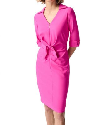 Joseph Ribkoff Vneck Collared Dress In Ultra Pink