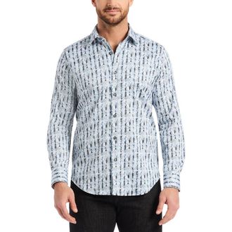 Robert Graham Wooster Stripe Stretch Cotton Button-Up Shirt in White at Nordstrom Rack, Size Xxx-Large