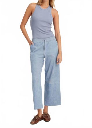 SPRWMN Suede Cropped Baggy Pants In Vintage Denim