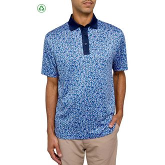 Con.Struct Regular Fit Micro Floral Print Recycled Performance Golf Polo in White/blue at Nordstrom, Size Xxx-Large