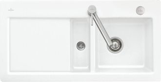 Villeroy & Boch Fregadero De 1 Seno Y Medio Con Escurridor A La Izquierda Villeroy Et Boch Subway Pure 60 100 X 51 Cm Blanco Desag&uuml;e Autom&aacute;tico Incluido