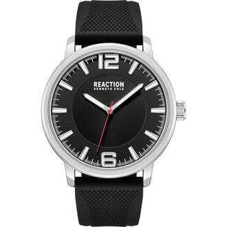 Kenneth Cole Reaction Classic Black Silicone Strap Watch, 44mm at Nordstrom Rack
