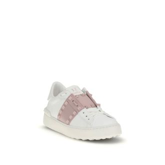 Valentino Garavani Womens White Calf Leather Bos Taurus Low Top Sneakers