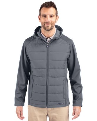 Cutter & Buck Evoke Hybrid Softshell Recycled Full Zip Mens Hooded Jacket