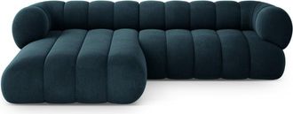 Cosmopolitan Design Sof&aacute; esquinero izquierdo 5 plazas de terciopelo petr&oacute;leo oscuro