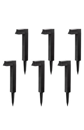 Glitzhome Set of 6 Solar Powered SMD LED Pathway Ground Light in Black at Nordstrom, Size Medium