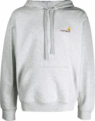 Carhartt Work in Progress American Script Hooded Sweatshirt - Heren - Hoodies - Grijs - L - Katoen - Hoodies & sweatvesten