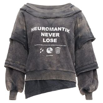Diesel F Strat grey distressed cotton Neuromatic Never Lose sweater XS